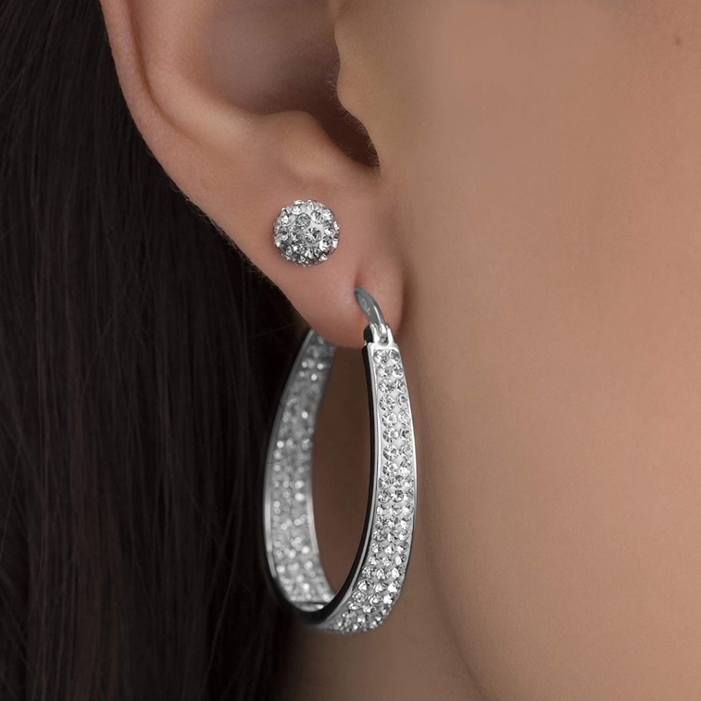 Hoop earring for women made with Swarovski Crystal - Picture 7 of 10